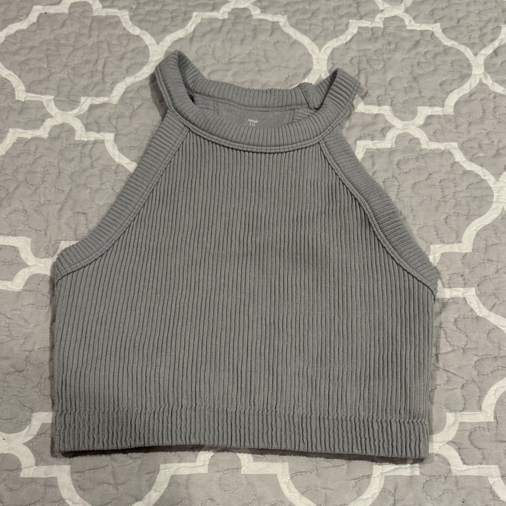 Aerie Charcoal Ribbed Crop Top
